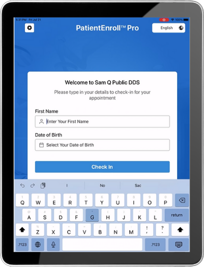 snapshot of the ipad app showing patient forms to be filled out